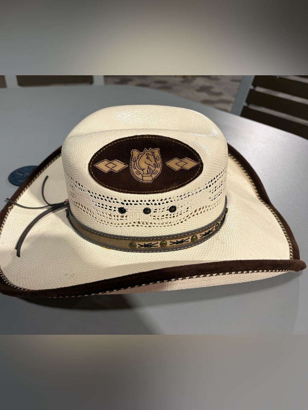 Laredo White and Brown Western Straw Cowboy Hat